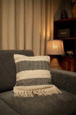 Ebony & lvory wave weave - Premium Cushion Cover - Image 2