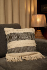 Ebony & lvory wave weave - Premium Cushion Cover
