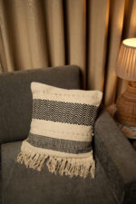 Ebony & lvory wave weave - Premium Cushion Cover - Image 3