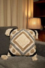 Ivory Blue weave-Boho Premium Cushion Cover - Image 2